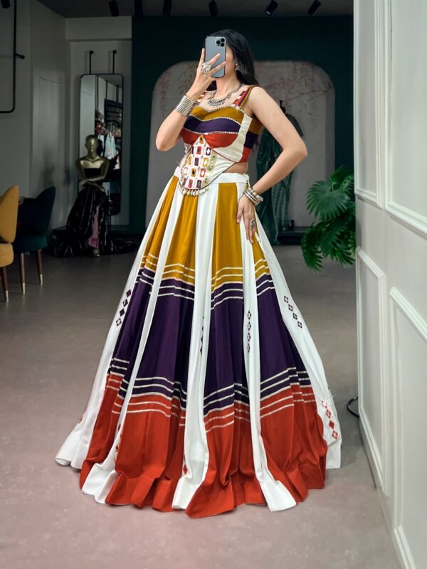 Designer Mirror Work Lehenga Choli With 6 Meter Flair