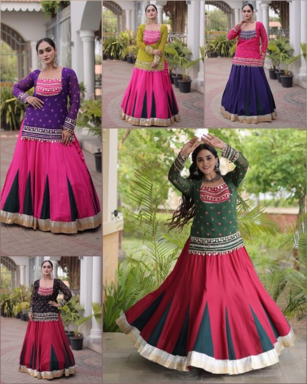 Fully Stitched Kutchi Gamthi Lace Work Top Lehenga Collection