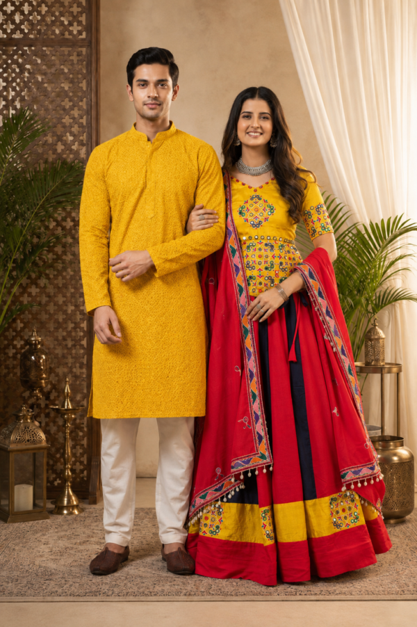 In Yellow Color Navratri Special Couple Combo Collection