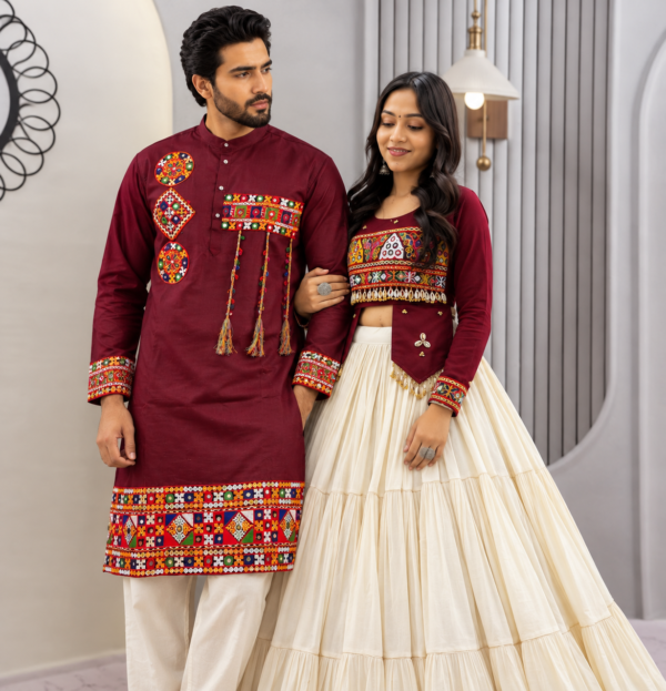 Gamthi And Kodi Work Couple Combo Navratri Lehenga Choli