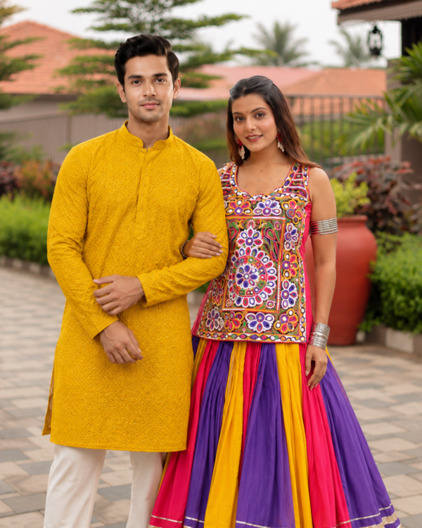 Yellow Color Gamthi Work Couple Combo Collection