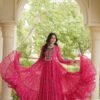 Bandhani Print Kutchi Patchwork Faux Georgette Gown with 12 Meter Flair