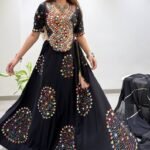 Navratri Rayon Real Mirror Work Lehenga Choli with 4 Meter Flair and Gotta Patti Dupatta