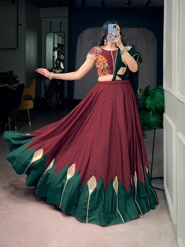 Chinon Gotta Patch Work Lehenga Choli with Gamthi Blouse – 7 Meter Flair