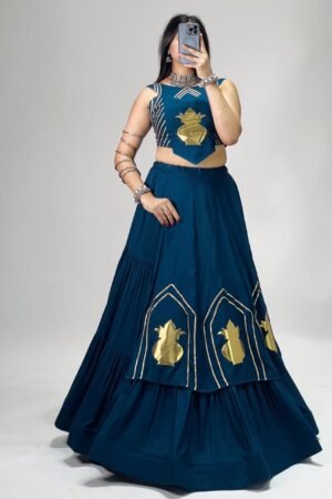 Pure Rayon Cotton Kalash Patch Work Lehenga Choli with Gota Patti Blouse