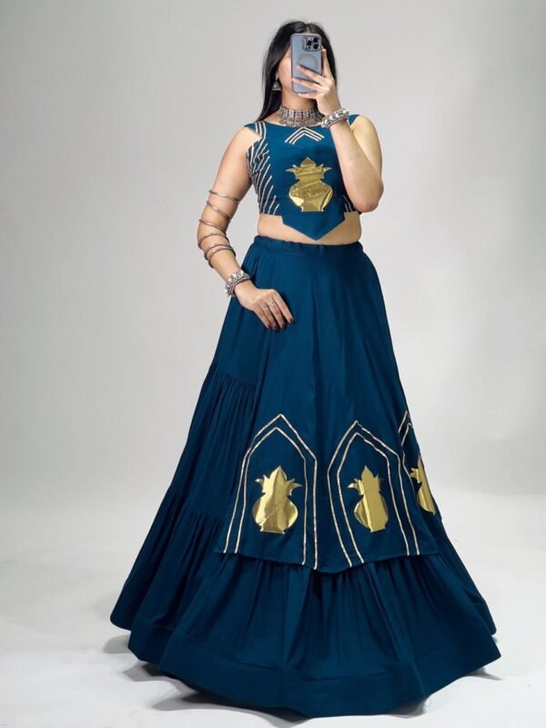 Pure Rayon Cotton Kalash Patch Work Lehenga Choli with Gota Patti Blouse