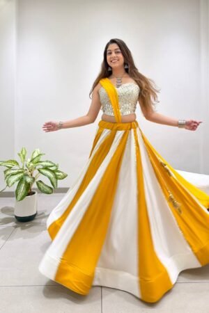 Navratri Rayon Lehenga Choli with Embroidery Real Mirror Work and 6 Meter Flair