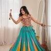 Heavy Rayon Lagdi Patta Lace Lehenga Choli with 6 Meter Flair and Mirror Work