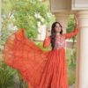 Bandhani Print Kutchi Patchwork Faux Georgette Gown with 12 Meter Flair