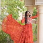 Bandhani Print Kutchi Patchwork Faux Georgette Gown with 12 Meter Flair