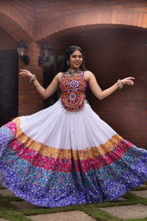 Pure Rayon Cotton Patola Print Lehenga Choli with Gamthi Work and 6 Meter Flair