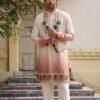 Men’s short kurta with digital shading effect and elegant diamond work detailing