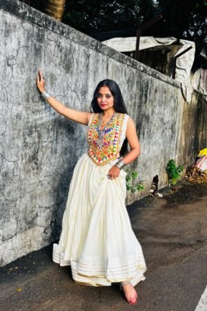 Rayon Real Mirror Work Embroidery Lehenga Choli with 6 Meter Flair