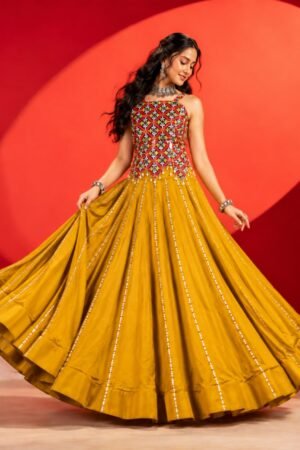 Pure Rayon Cotton Gota Patti Gamthi Lehenga Choli with 6 Meter Flair