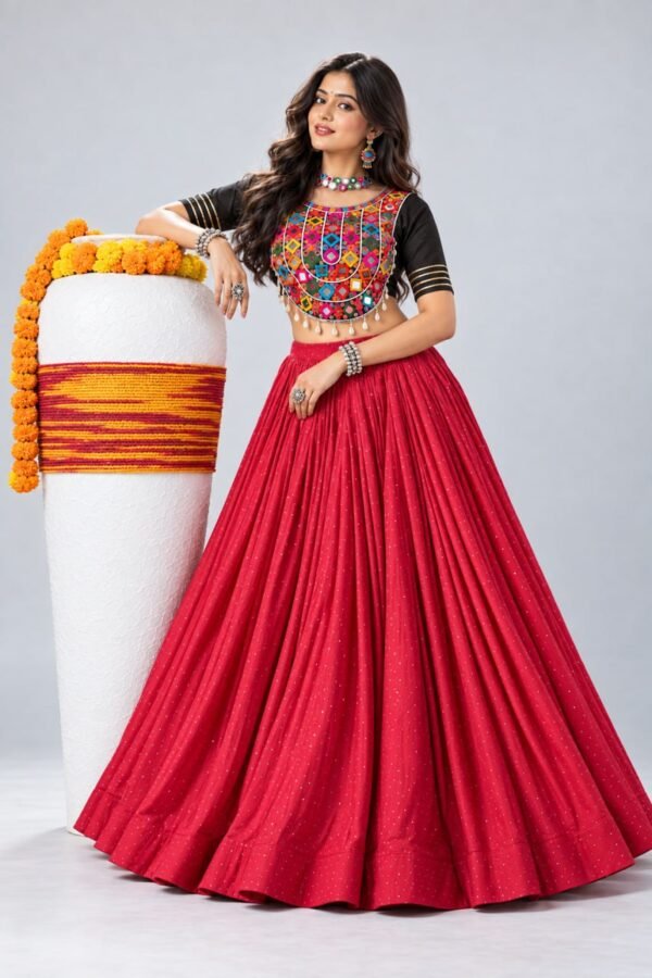 Pure Rayon Cotton Diamond Stone Work Lehenga Choli with 6 Meter Flair