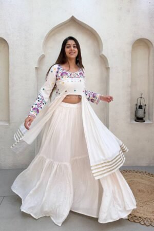 Reyon Gota Patti Embroidery Lehenga Choli with 6 Meter Flair